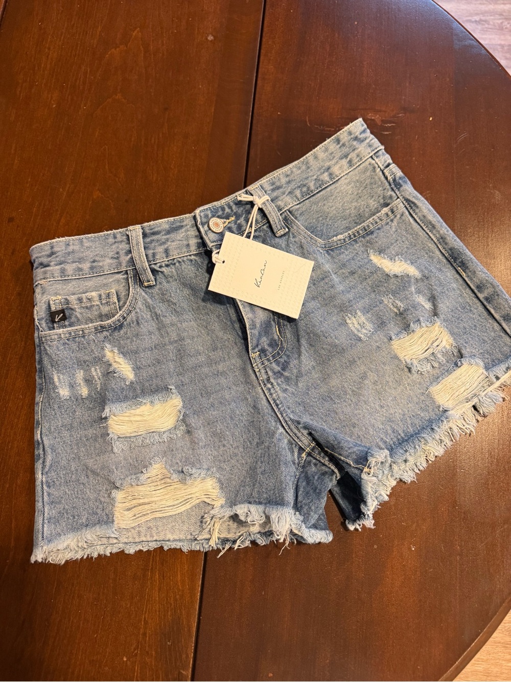 KanCan ESTILO Light Blue Distressed Denim Shorts NWT